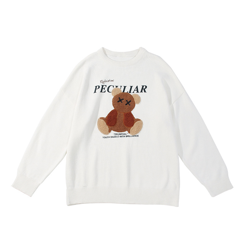 Towel Embroidered Bear Men's Couple Trend Knit Sweater