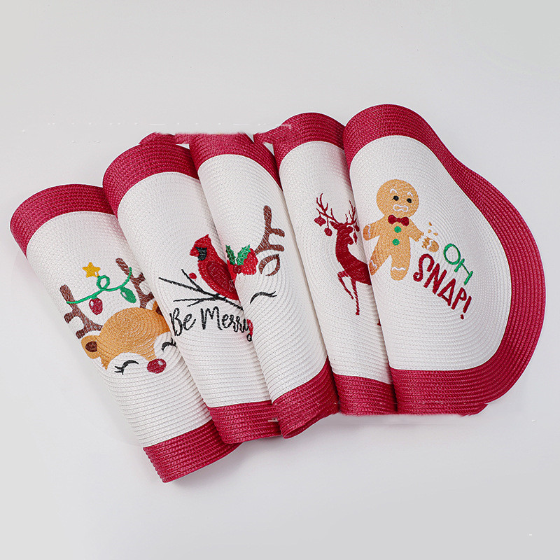 Christmas PVC Embroidered Placemat (Black)