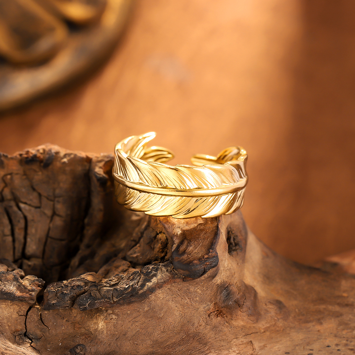 Style High End Titanium Steel Ring, Gold Plated Stainless Steel, Anti Fade All Match Band thumbnail 3