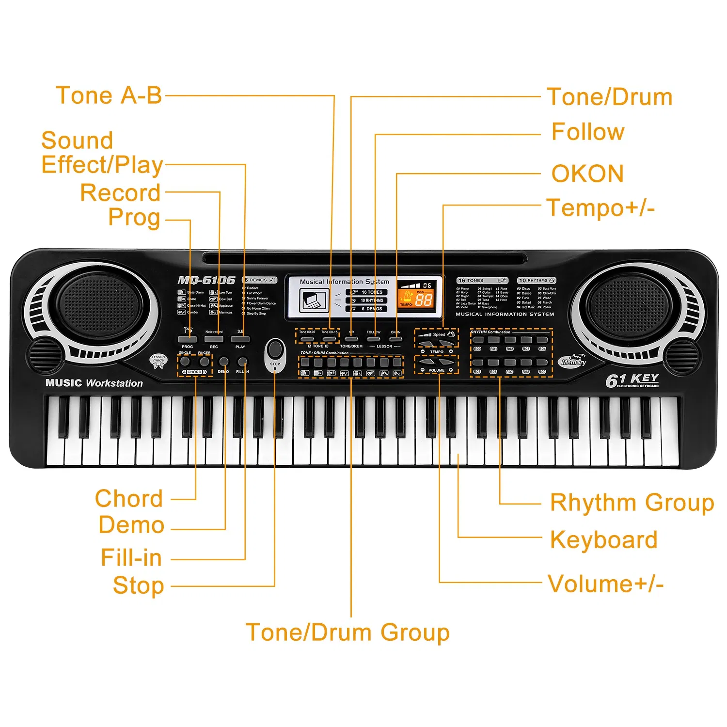 61 Keys Digital Music Electronic Keyboard Electric Piano Musical Instrument Kids Learning Keyboard W Microphone For Beginners Kids Girls Boys Adults