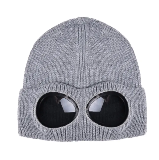 Windproof Mirror And Fleece Knitted Warm Wool Hat Grey - Shop at LoveMi