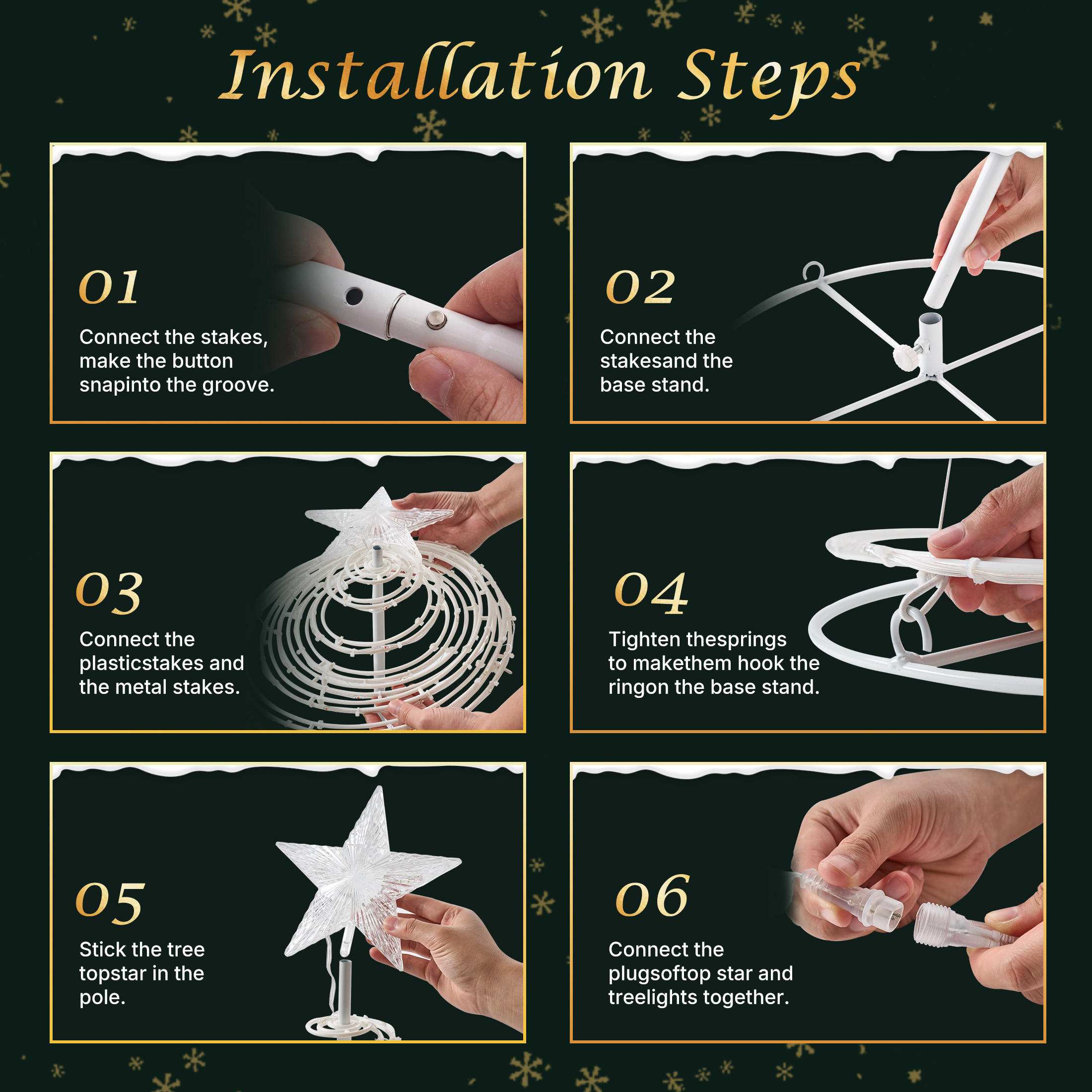 3-piece Spiral Christmas Tree, 3-4-5 Feet LED Garden Decoration Lights image 4