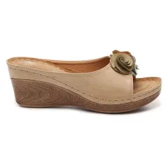 Women's Fashion Sandals Flower Wedge Heel Fish Mouth - Apricot - View 1