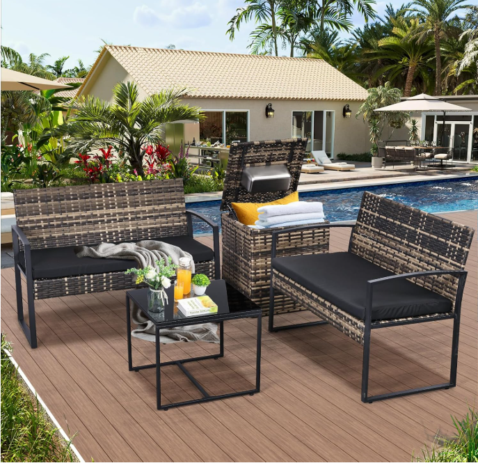 4 Piece Wicker Patio Set, picture 2 of 5