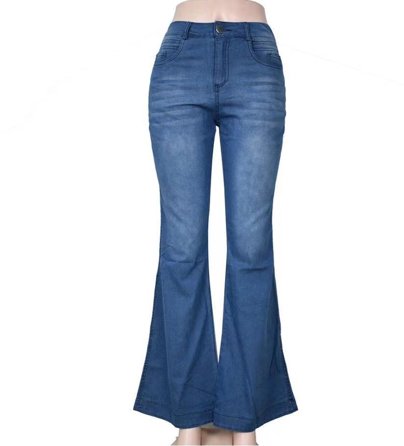 Women's Simple Flared Wide-leg Denim Trousers
