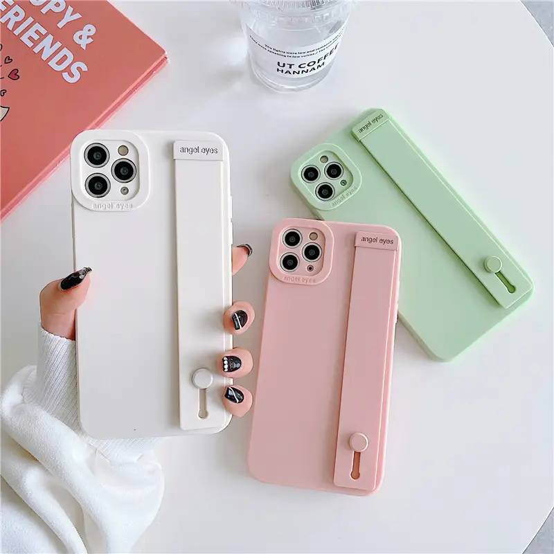 Solid Color Wristband Phone Case Couple Soft Drop