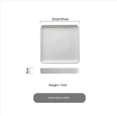 Snow Glaze Foreign Trade Ceramic Dining Plate - White Square Plate - View 1