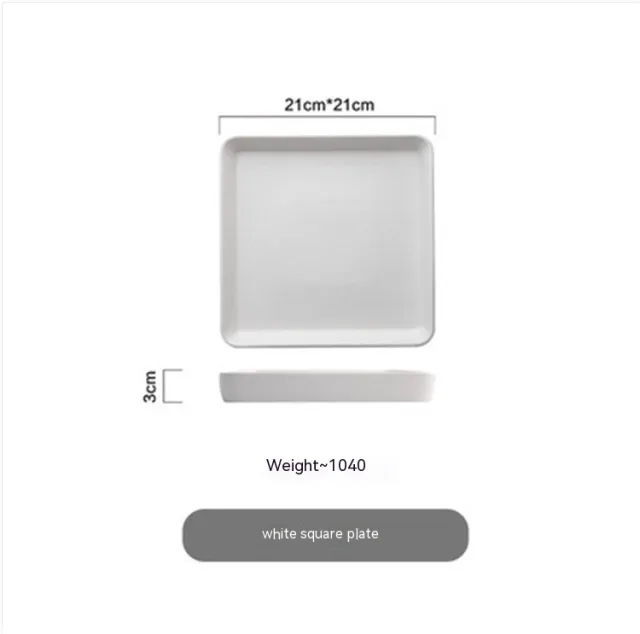Snow Glaze Foreign Trade Ceramic Dining Plate White Square Plate - Shop at LoveMi