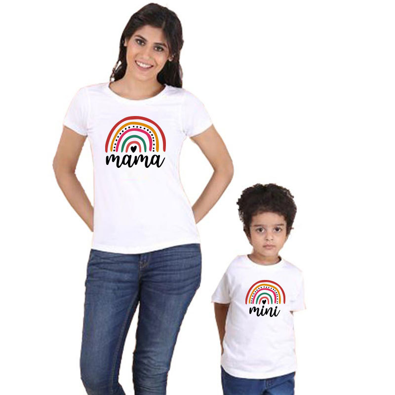 Title 4, Rainbow Print T-shirt Mother And Daughter Mom C...