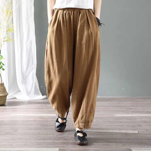 Women's Loose Casual Plus Size Radish Pants Camel - Shop at LoveMi