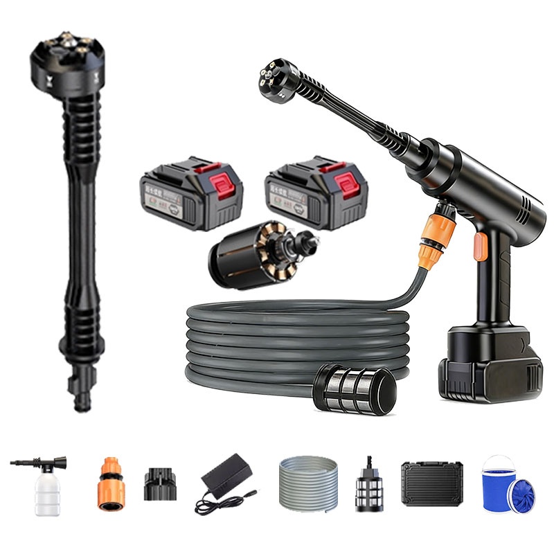 6-in-1 Cordless Car Washer With 2 Battery & Folding Bucket