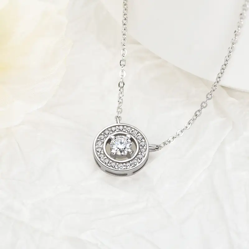 Women's Fashion Simple Sterling Silver Moissanite Diamond Necklace