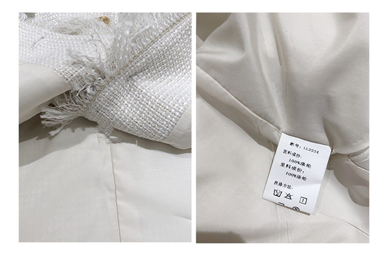 Korean Style Hepburn Style Tassel Tweed Shoulder Pad Coat