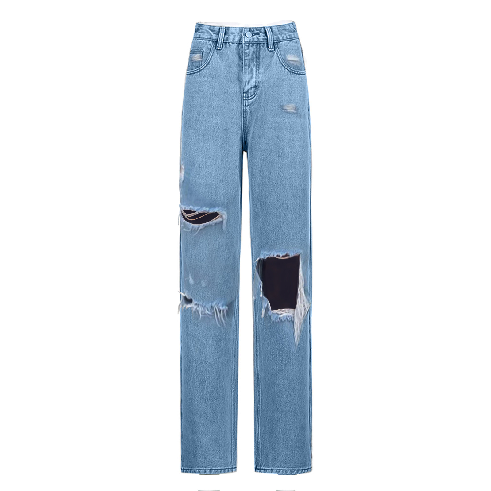 Denim Ripped Trousers, Thin And Versatile Women's Jeans Blue - Shop at LoveMi