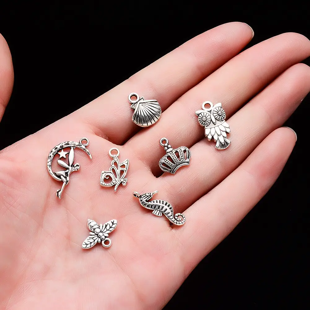 Bracelet Necklace  Alloy Small Pendant 100 Tibetan Silver Pendants