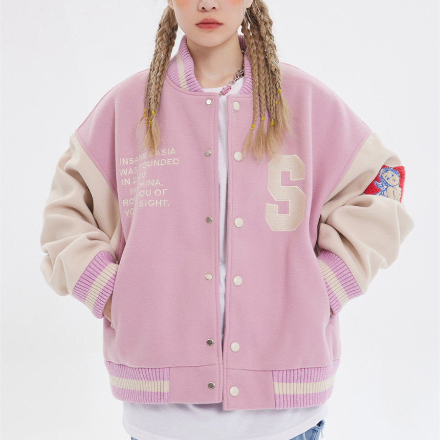 Love Angel Baseball Uniform Jacket Woolen Coat Top