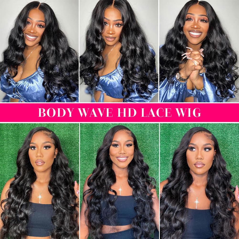 13x6 Lace Front Human Hair Wig Natural Color, Body Wave, Density