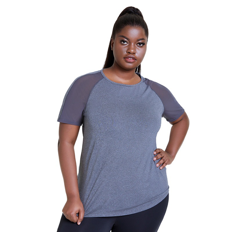 Loose Plus Size Sports Short Sleeved Women's Net Yarn