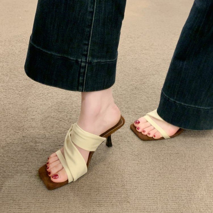 Square Toe Kitten Heel Sandals