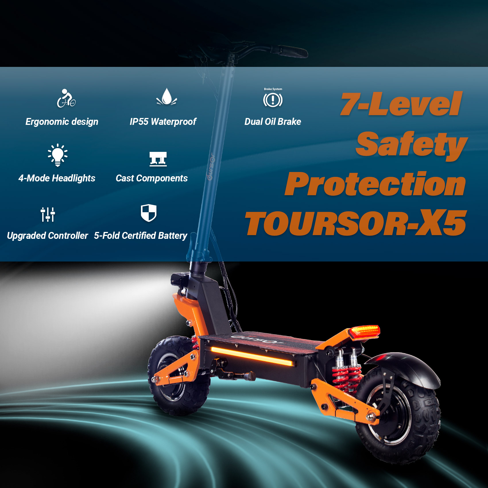 X5 Pro 3000W 60V 40Ah 11 Inches Off Road Eletric Scooter With NFC — image 6