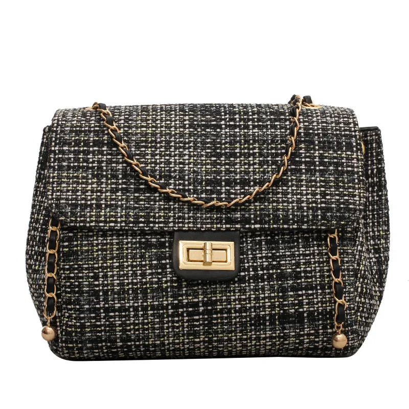 Metal Chain Trend Women's Bag Shoulder Bag Messenger Bag - Black