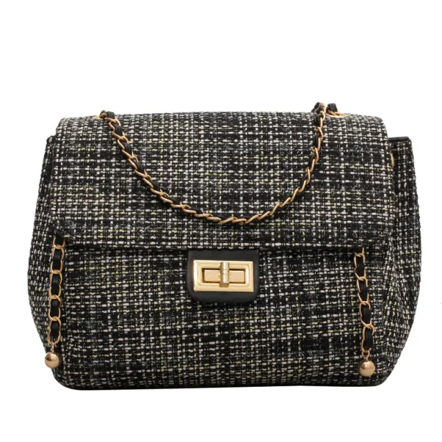 Metal Chain Trend Women's Bag Shoulder Bag Messenger Bag Black - Shop at LoveMi