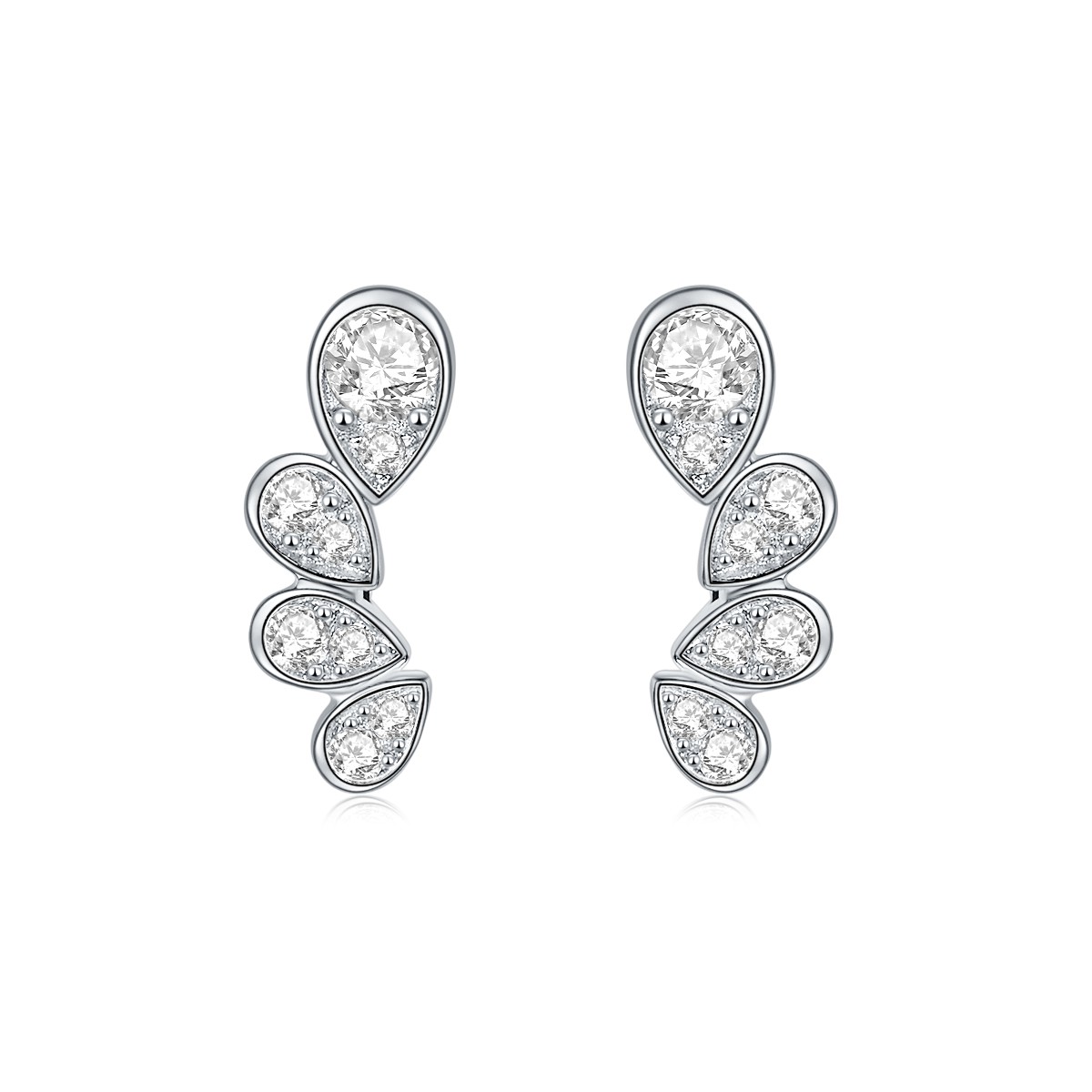 S925 Sterling Silver Moissanite Crawler Earrings  Pear Cut Drop Earrings With GRA Certificate Platinum Plated Jewelry Gift Box Set For Women