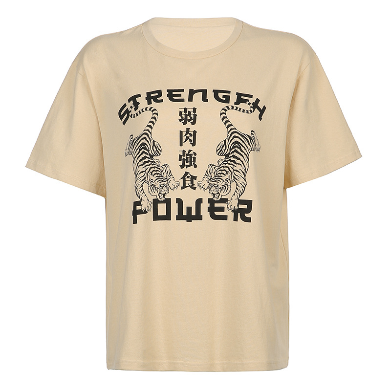 Darlingaga Personalized Graffiti Loose Thin Short Sleeve T-shirt Women''s Street Casual Cool Print Short Sleeve Top