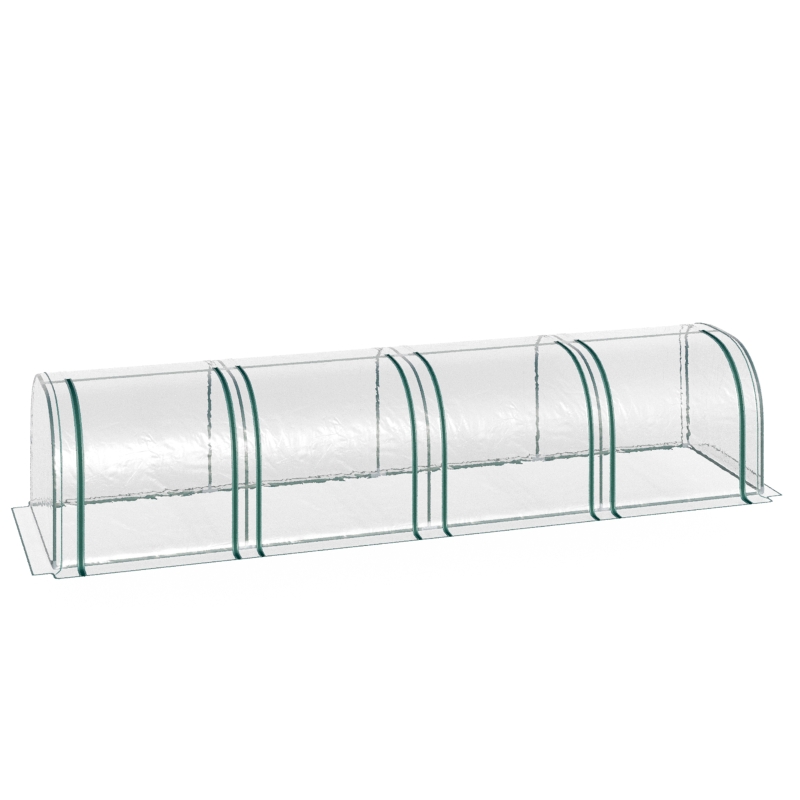 Portable Tunneled Greenhouse With 4 Zippered Doors, Water UV Fighting PVC Cover