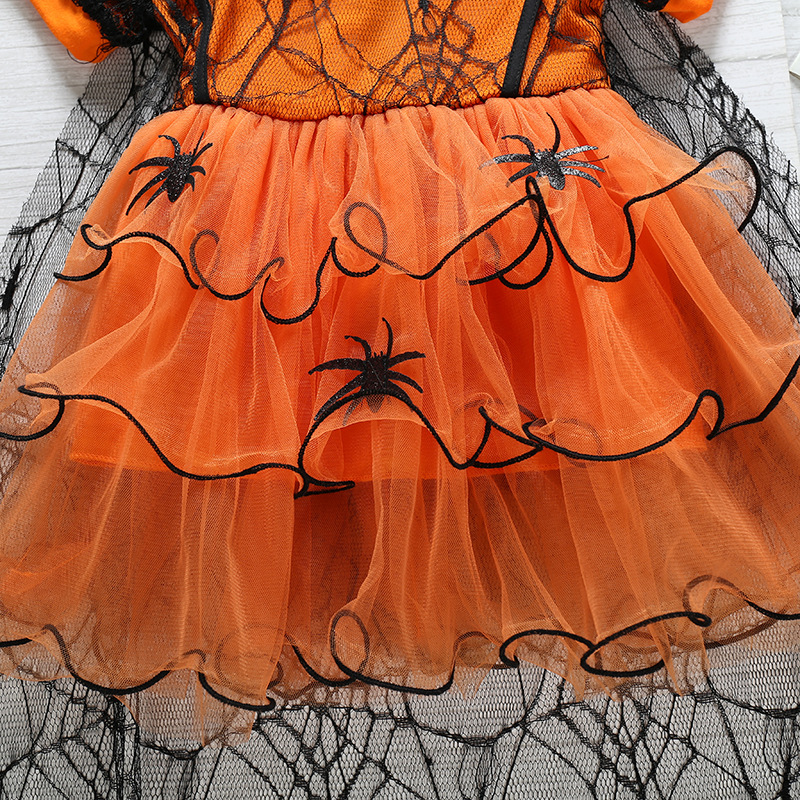 Girls Spider Cloak Mesh Cute Dress