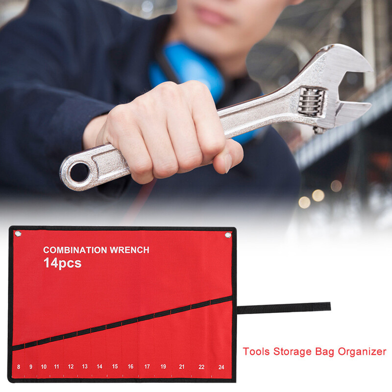 25 Pocket Canvas Spanner Wrench Storage Bag Tool Roll Up Organizer Pouch — image 7