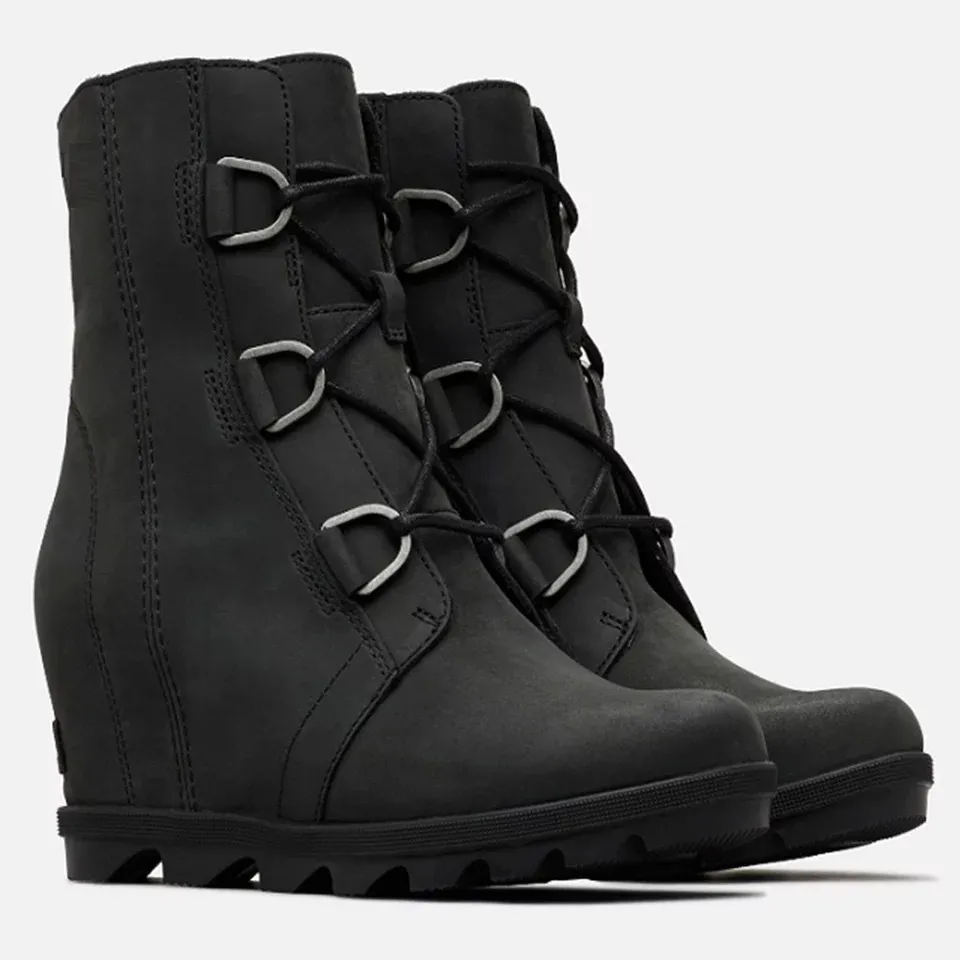 Women Color Matching Lace Up Martin Boots - Black