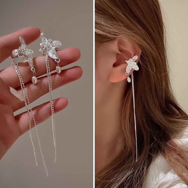 Title 2, Diamond Bow Tassel Ear Clip Personality