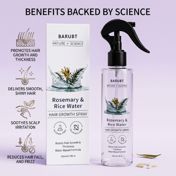 Rosemary & Rice Water Hair Growth Spray, Natural Anti Hair Loss Treatment, 200ml