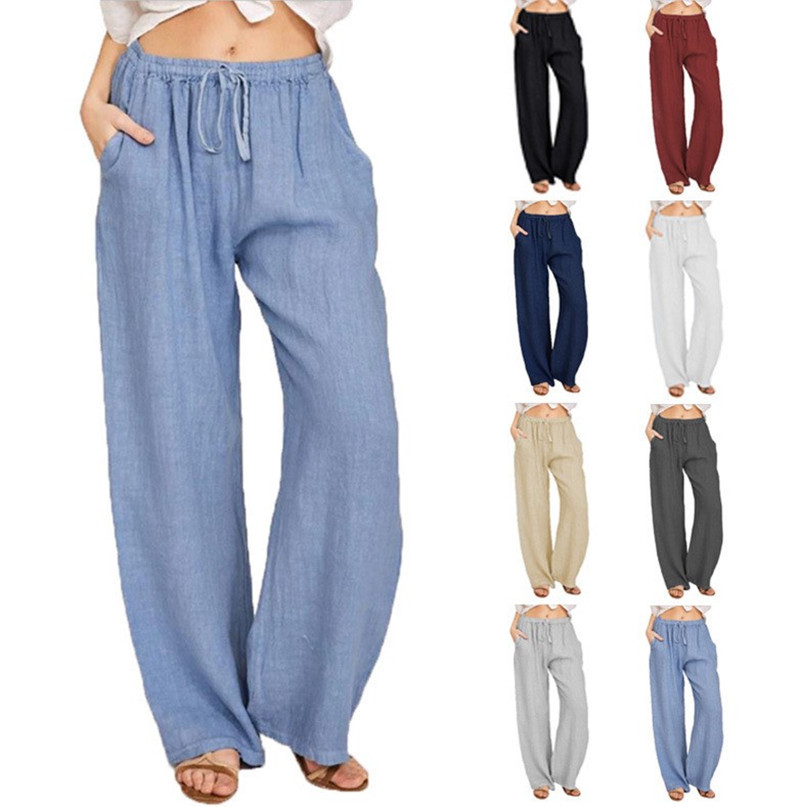 Title 13, Pantalon de yoga ample en coton et lin pour fem...