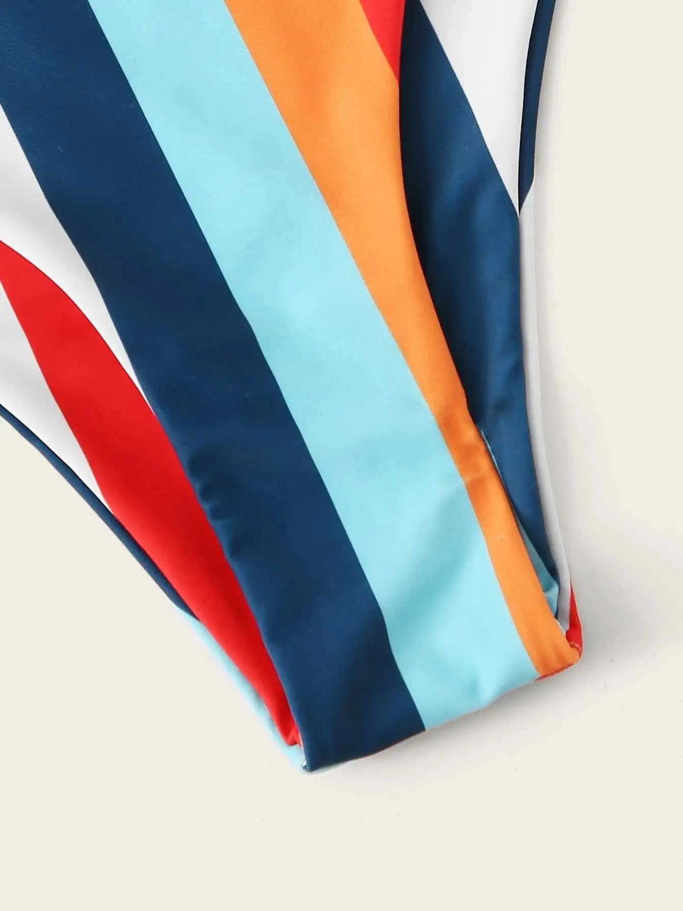 Chest Print Rainbow Striped High Waist Split Bikini