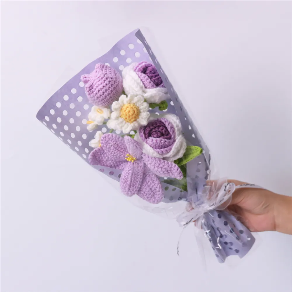 Handmade Crochet Flower Bouquet For Birthday,wedding,party Gift