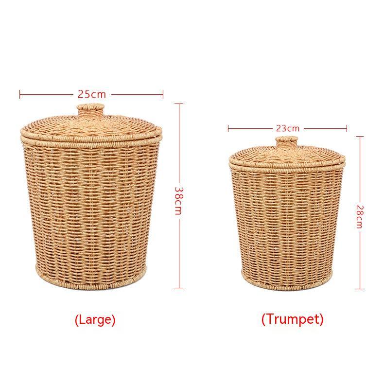 Title 1, Imitation Rattan Storage Bucket With Lid