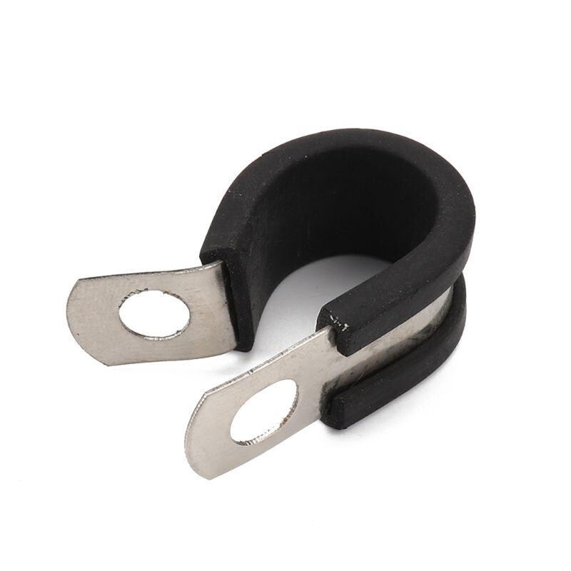 12Pcs Brake Pipe Tube Clips Rubber Lined Steel P Clips 3 16  Lines Brake Parts