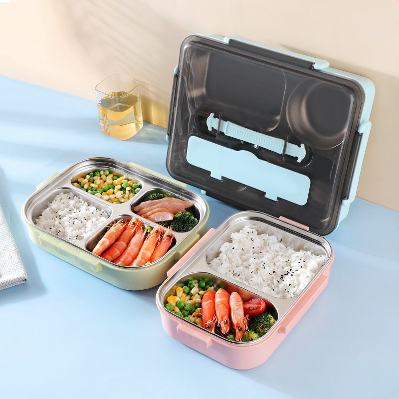 Title 3, Isolierte Edelstahl Lunchbox mit mehreren Fäche...