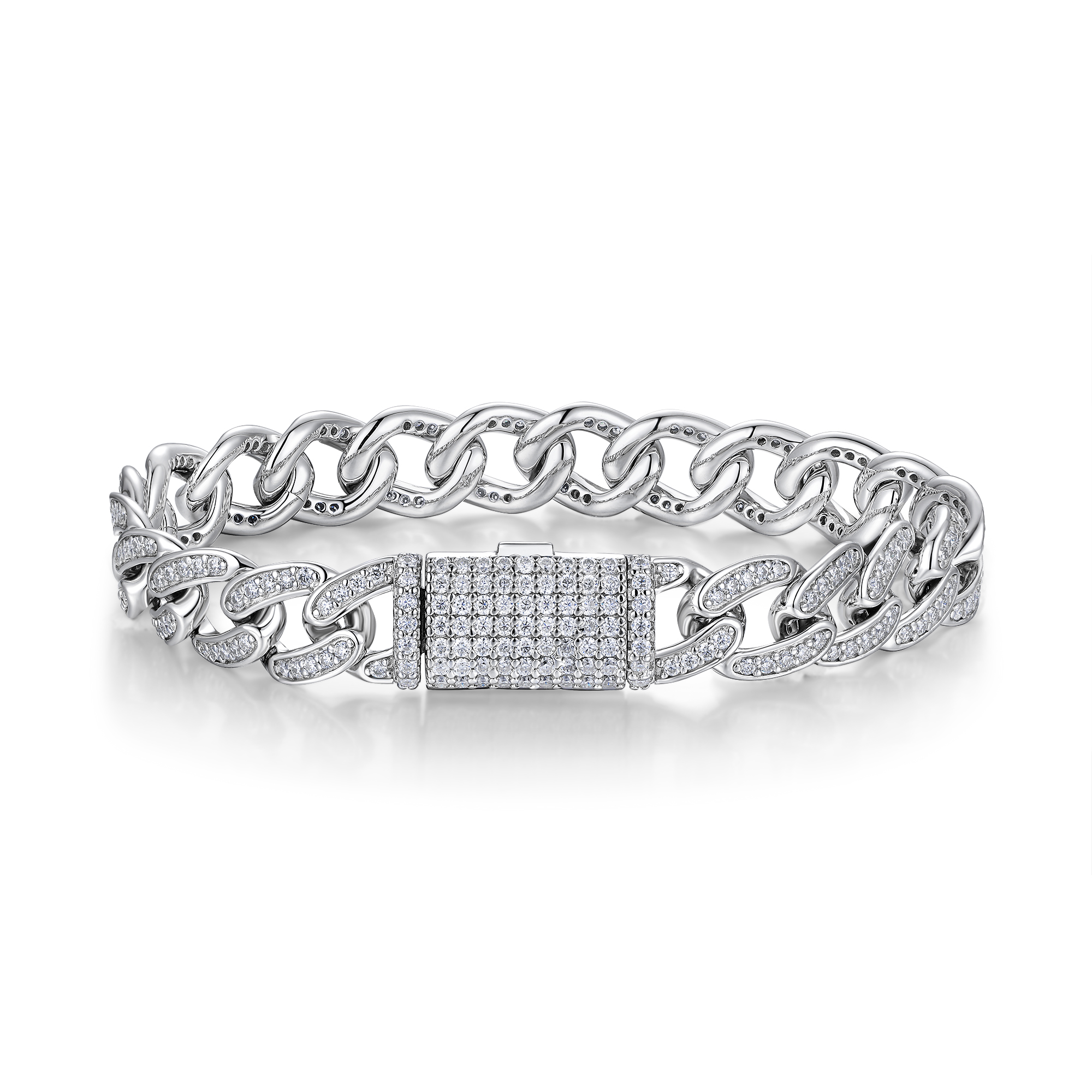 Set With Top-quality Moissanite, This Luxurious And Fashionable Light Luxury Jewelry Silver Bracelet Is Made Of S925 Silver Electroplated With Platinum