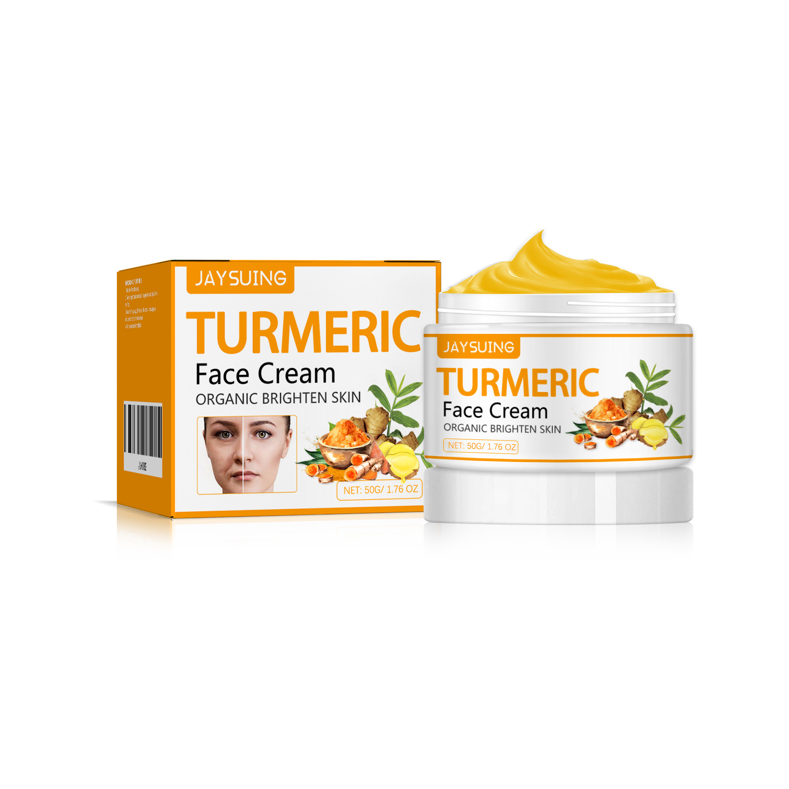 Jaysuing Turmeric Skin-Beautifying Cream Cross-border- Moisturizes, Evens Skin Tone, Brightens, And Softens Facial Skin