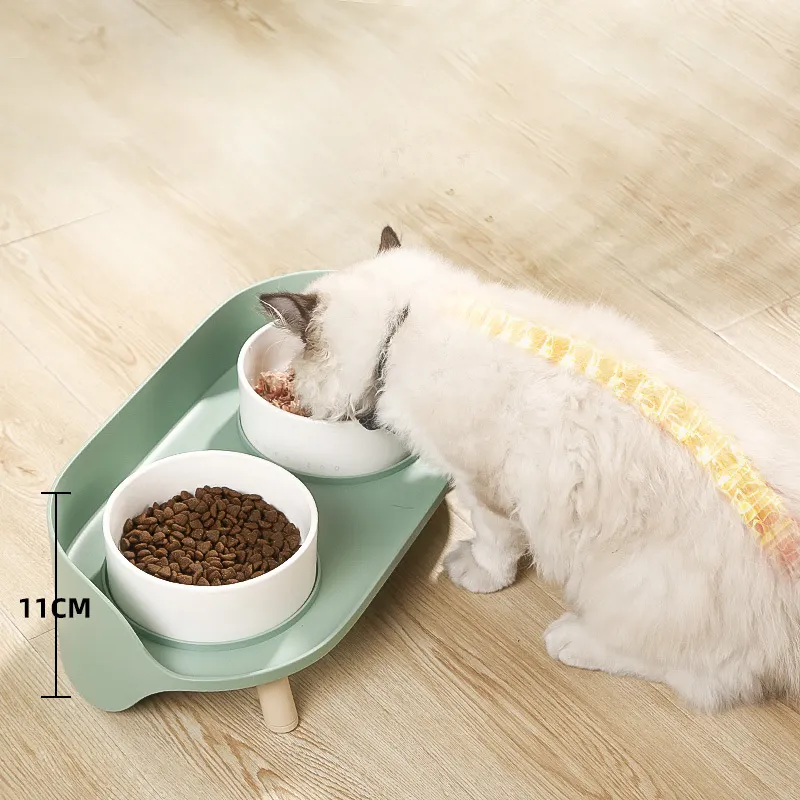 Pet Bowl Tilted Cat Double Bowls Protect Cervical Dog Drinker Food