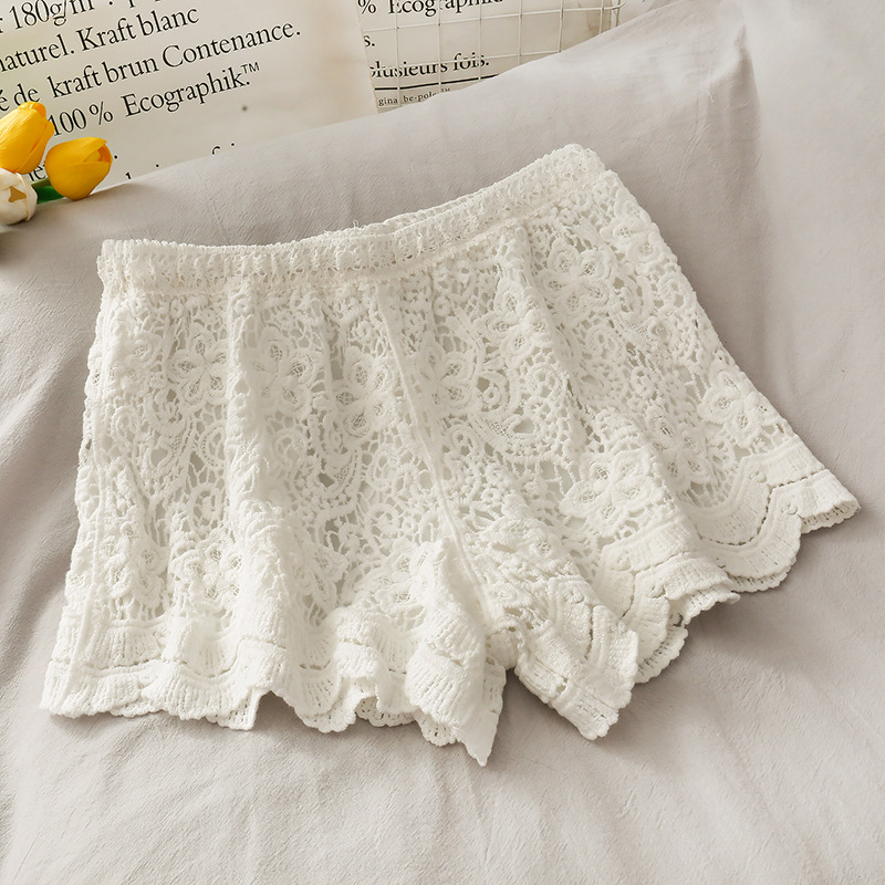 Women’s High Waist Hollow Water Soluble Lace Shorts