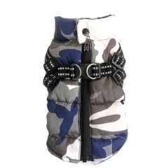 Pet Dog Jacket With Lace Up Winter Warm Puppy Costume Odd - Blue - View 1