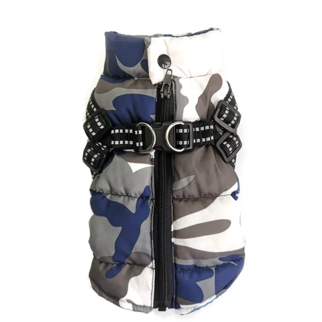Pet Dog Jacket With Lace Up Winter Warm Puppy Costume Odd Blue - Shop at LoveMi