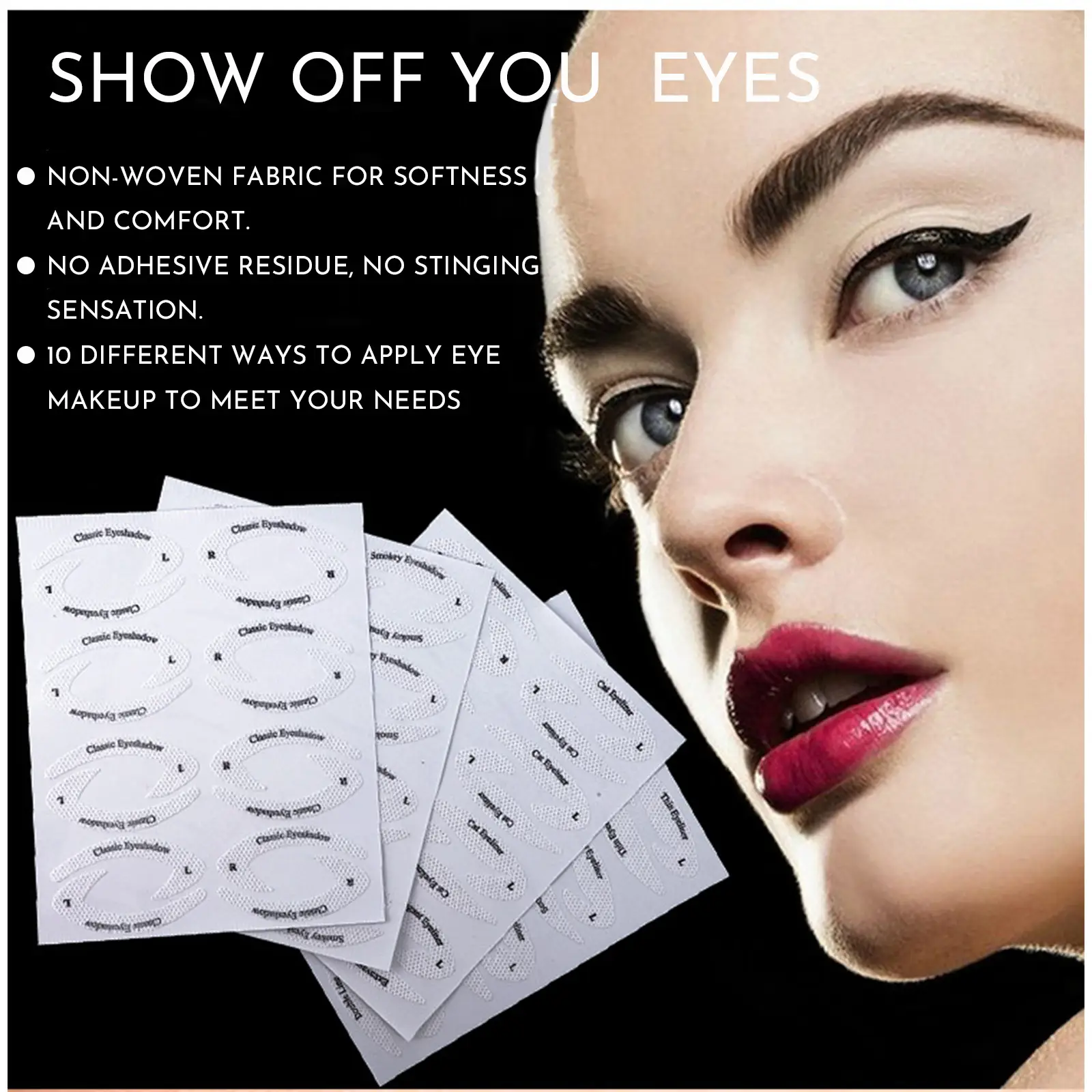 New Eyeliner Sticker European And American Eye Makeup Eyeshadow Makeup Template Makeup Sticker 4 Pieces Reusable And Flexible Eyeliner Tape & Eyeshadow