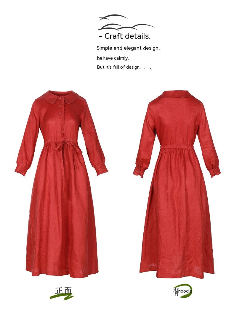 Ethnic Style Waist-tight Cotton And Linen Dress