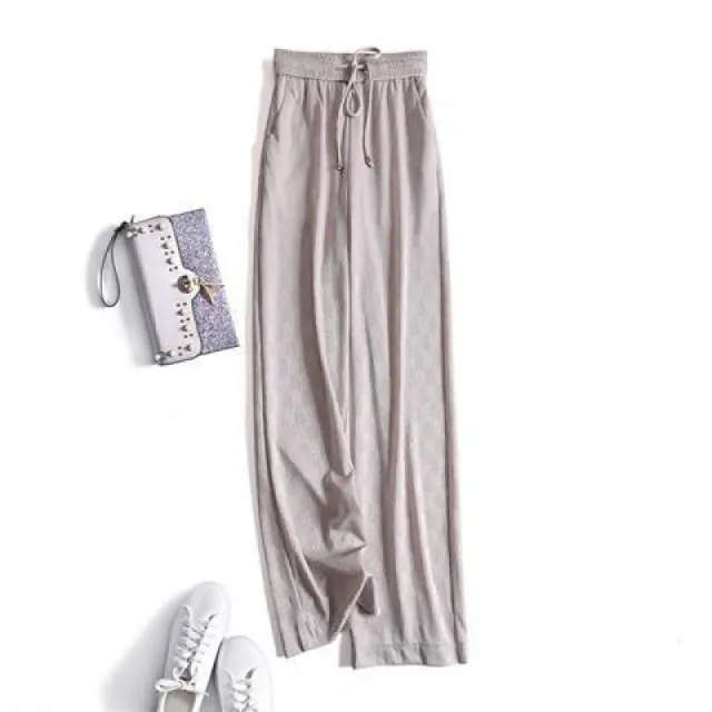 Sense Of New Loose Straight Leg Pants Flower Pants Apricot - Shop at LoveMi