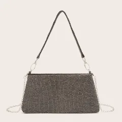 Fashion Diamond Clutch Bag Rhinestone Dinner - Black - View 1